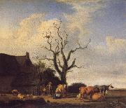 VELDE, Adriaen van de A Farm with a Dead Tree oil painting artist